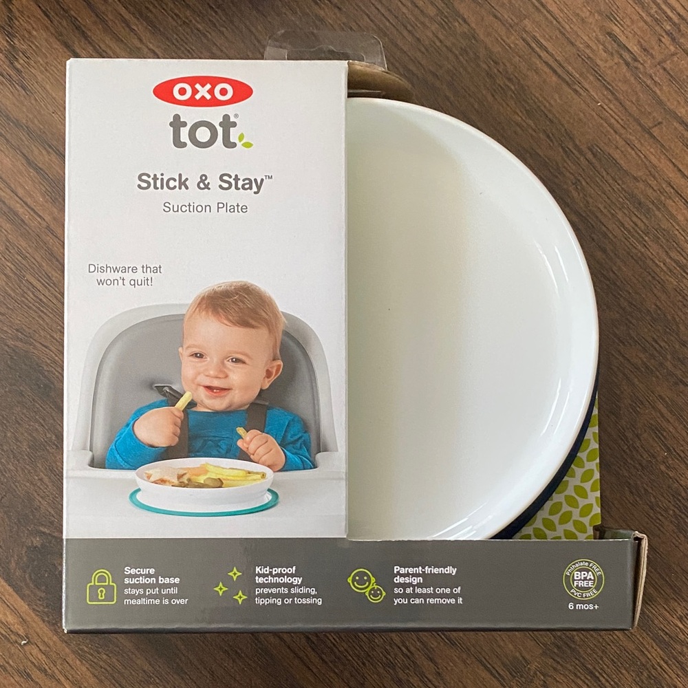 OXO Tot Stick & Stay Suction Plate - White and Blue